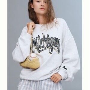 NWT The Wild Collective x Anthropologie NCAA Michigan Sweatshirt Small